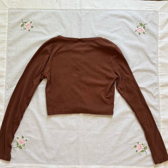 ⟡ Aritzia Sunday Best Chocolate Brown Cropped Button Up Cardigan (Size S) ⟡ - Picture 4 of 8